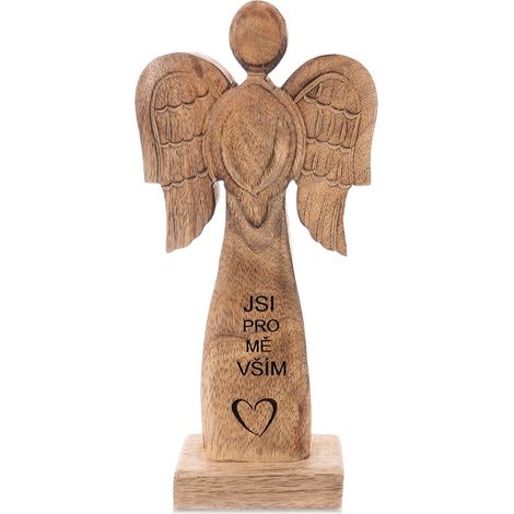 Statuetta di angelo in legno, figura ornamentale decorativa in piedi, 30 cm (1/5)