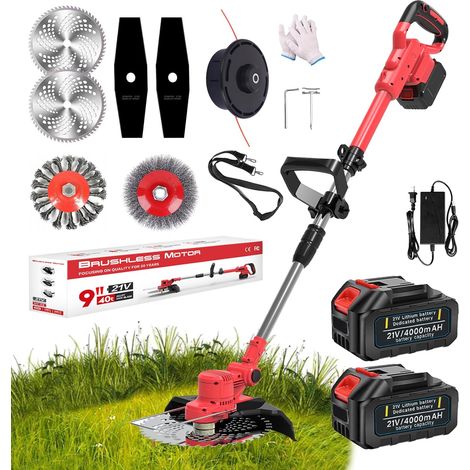 Débroussailleuse à Batterie 21V Coupe Bordure sans Fil avec Batterie,Debroussailleuse Electrique sans Fil avec 2 Batteries 4.0 Ah pour Jardin Élagage (1/5)