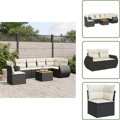 Salon de jardin 7 pcs avec coussins noir résine tressée - Ensemble Salon De Jardin - Meuble Extérieur - Mobilier De Jardin - Salon De Jardin Pliable - Set Salon De Jardin (1/5)