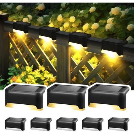 Lampes en terrazzo, lot de 8, éclairage extérieur étanche pour escaliers, marches et clôtures (noir, lumière chaude) (1/5)