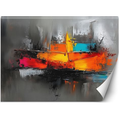 Fototapete Farbenfrohe Abstraktion auf grauem Hintergrund 150x105 cm (1/5)