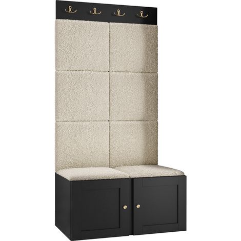 Conjunto para recibidor Hartford 375, Abriamo 3, 186x84x46cm, Aglomerado laminado, Tapiz, MDF, Montada en la pared, Colocada