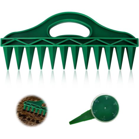 Ensemble D'outils de Semoir, 12 Trous Ensembles de Truie de Plantes, avec Distributeur de Graines Réglable, Plastique Aide à Plantation pour Jardinage, pour Planter Trous et Ameublir Sol (1/5)