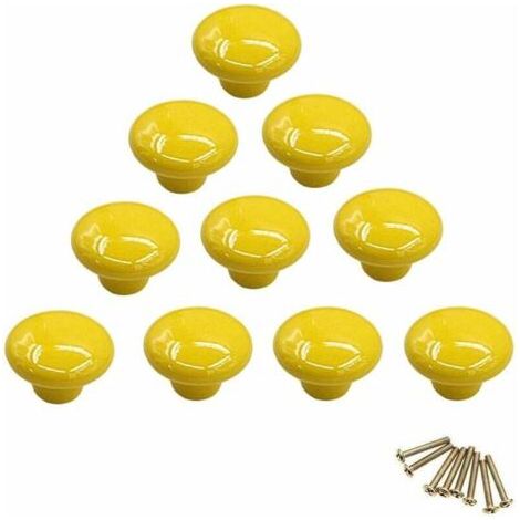 Round porcelain knob, furniture knob, drawer knob, cabinet knob, ceramic handle, interior design makeover, vintage for drawer, cabinet, chest of drawers, door – yellow