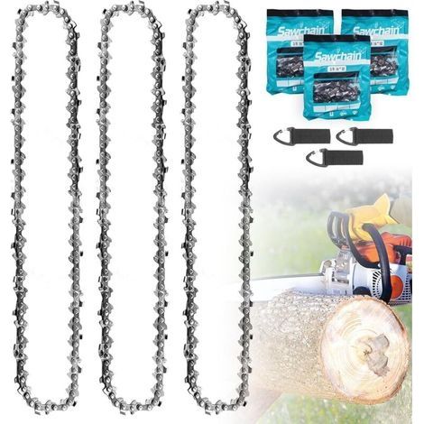 3 x Chaîne Tronçonneuse 35 cm, 3/8" LP 52 Maillons, Jauge 1,3 mm – de Rechange Antirebond pour Guide 14 Pouces, Compatible avec Husqvarna Dolmar Einhell Makita Hitachi Oregon (1/5)