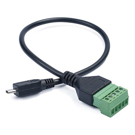 mini8p male adapter with screw-on plug connector and green terminal for data transmission and charging extension cable. (1/5)