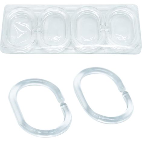 (12 Stück) Anneux de Rideau de Douche en Plastique en Forme de C Crochets de Rideau pour Rideau de Porte, Rideau de fenêtre, Transparent, transparent (1/4)