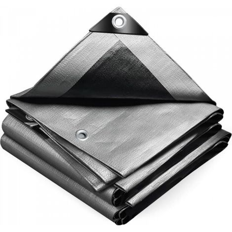 Bâche de protection grise 2 m x 3 m, 1 feuille, bâche imperméable et durable, adaptée aux piscines de jardin (1/5)