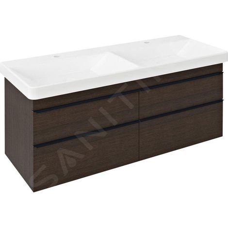 SITIA Meuble sous Vasque Double Vasque 116x50x44,2cm, 4 Tiroirs, Pin Rustique (1/5)
