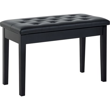 Beyamis Klavierhocker/Schminkhocker/Bank mit Stauraum, bezogen mit PU-Leder, 76 x 36 x 50 cm, Schwarz