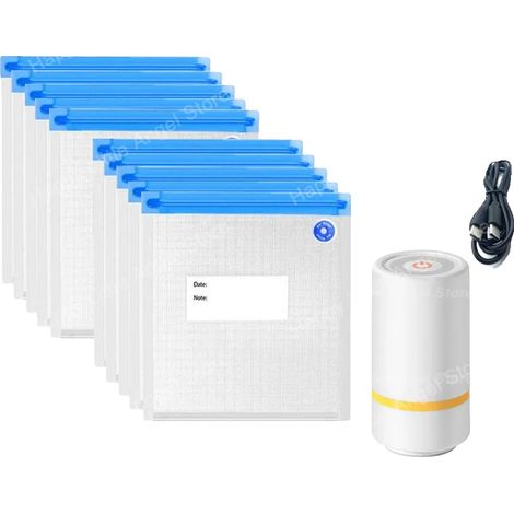 Sacs sous vide, stockage alimentaire réutilisable, design écologique, 10 Sacs - Pompe Automatique, 26x28cm (1/2)