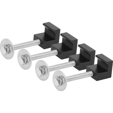 Coffre de camionnette 4 pièces, fixations en J pour benne, crochets de serrage robustes en aluminium, montage sans perçage, kit d'ancrage de charge (1/5)