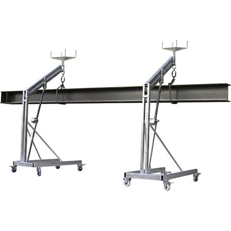 Matisère – Lève poutre manuel lot de 2 – Levée 2m70 – Charge 1200kg – Levée par crémaillère – Pour charpente, maçonnerie, métallurgie