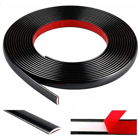 6M Moulure Décorative Autoadhésive Noir Moulure Plafond PVC Baguette de Finition Flexible Baguette Murale Décorative L : 0.8 cm, ÉP. : 3 mm (1/5)