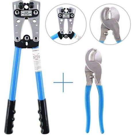 Pince à sertir les câbles en cuivre et en aluminium (coupe-câbles à poignée bleue 50B + 10 ") pour salle d'outils (1/3)