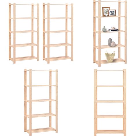 Regale 5 Böden 2 Stk. 80×38×170 cm Kiefer Massivholz 250 kg - Industrieregal - Holzregal - Kiefernholzregal - Regal 5 Böden - Stehregal - Home & Living (1/5)