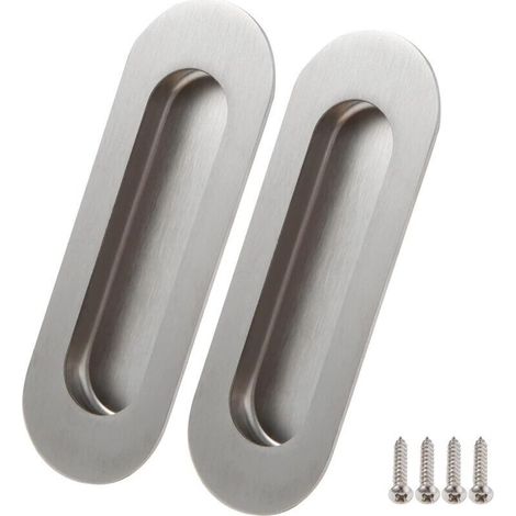 2 Pièces Poignées de Porte Coulissante en 304 Acier Inoxydable Brossé avec Vis Poignées de Porte Invisibles 120x40mm Poign