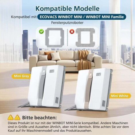 NALOOKAMIC Lot de 6 chiffons de nettoyage pour robot de nettoyage de vitres Ecovacs Winbot Mini Famille - Tampon de nettoyage de rechange pour Ecovacs Winbot MINI W-CC02-0012