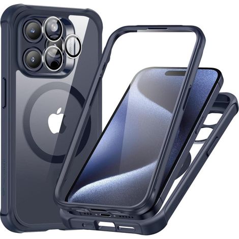 iPhone 15 Pro Max Hülle MagSafe 360° Schutz Stoßfest mit Kameraschutz Dunkelblau (1/5)