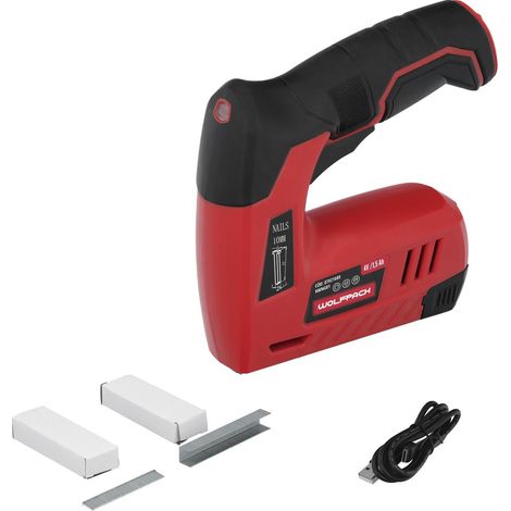 clavadora grapadora recargable, pistola grapas y clavos, clavadora a bateria, 1.500 mah, 40 grapas minuto con grapas y clavos (1/5)