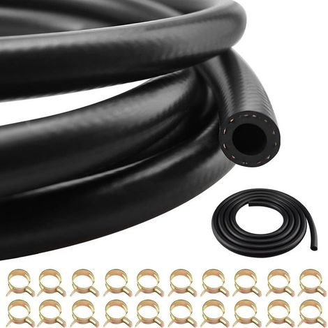 Tuyau d'essence 3 mètres tuyau de carburant 6mm diamètre intérieur durite essence tuyau durite d'essence avec 20 pièces colliers de serrage pour voiture moto tracteur (1/4)