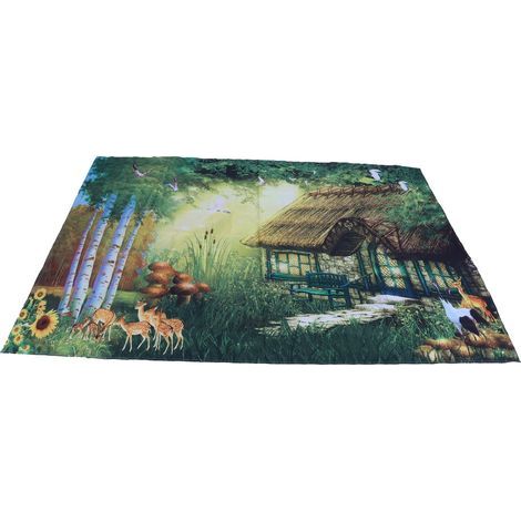 Tenture murale tapis Forêt Enchantée 200x150 cm, décoration chambre salon dortoir fête, motif féerique. (1/5)
