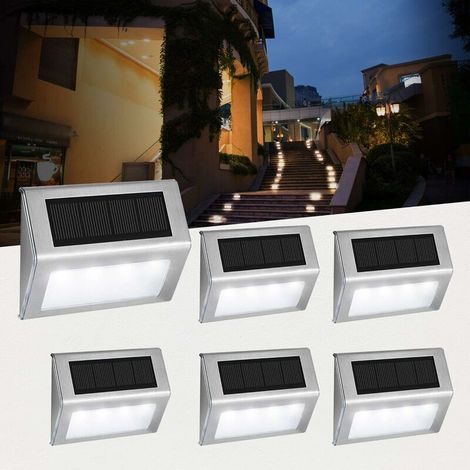 [6 Paquet] Lampe Solaire Exterieur 3 LED, Éclairage Extérieur Solaire Imperméable En Acier Inoxydable pour Clôture Jardin Escalier Chemin Patio Allée - lumière chaude (1/5)