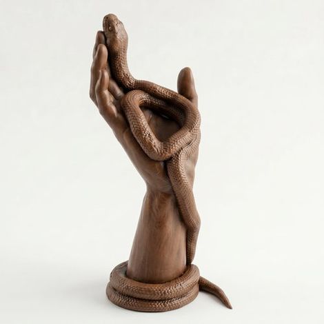Vaso decorativo marrone per piante a forma di serpente, stile artistico