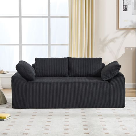 Niedriges 2-Sitzer-Stoffsofa mit Memory-Schaum, Schwarz, 170 cm, OKWISH (1/5)