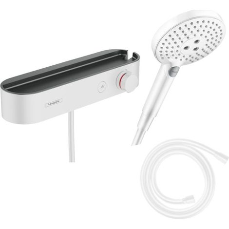 Set de ducha termostática HANSGROHE ShowerTablet Select + Flexo Isiflex + Teleducha Raindance Select S (3 tipos de chorro) – Blanco mate (1/4)