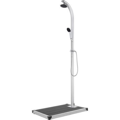 Gartendusche mit Grauer Bodenplatte 220 cm Aluminium