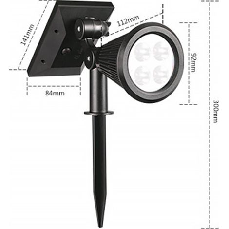 Lumière de sol colorée ABS avec double articulation rotative projecteur solaire pour cour extérieur jardin 4LED lumière chaude (1/5)