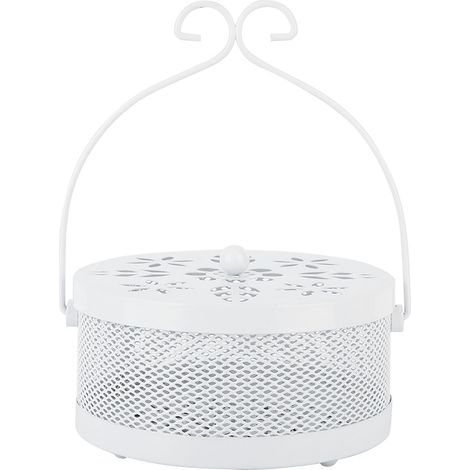 Support pour spirale anti-moustiques, cendrier métallique rond portable, boîte à encens brûlante (blanc) (1/5)