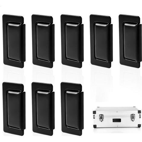 Poignée de Caisse Poignées Pliantes, Pliable Encastré Poignée Valise avec Vis pour Caisses Boîtes à Outils Portes Bacs de Rangement, Installation Facile, 2 Pièces Noir (1/5)