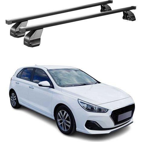 OMAC Dachträger Querträger Stahl für Hyundai i30 III 2017-2026 5Tür – Abschließbar – City-Crash-getestet – DIN 75302:2019 – ISO/PAS 11154:2006 – Max. 75 kg Schwarz (1/5)