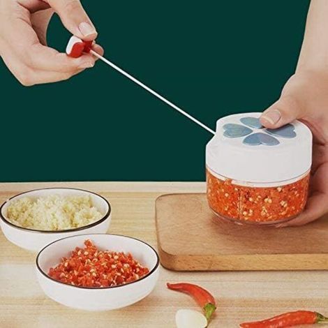 pair Mini Hachoir Manuel à decoupe légumes Oignon 170 ML avec 2 Lames incurvées en Acier Inoxydable, Hachoir a Viande/mélangeur/Oignon/Salade/Gingembre/Fruit/Herbe/Hachoir d'ail avec Le mixeur-Fei Yu (1/5)