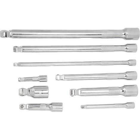 Ensemble 9 rallonges à cardan 1/4" 3/8" 1/2" pour cliquet avec plateau de rangement (1/5)