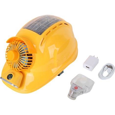 Casque de sécurité solaire rechargeable Bluetooth multifonction avec refroidissement, écouteurs intégrés, prise US 100-240V, casque de chantier intelligent. (1/5)