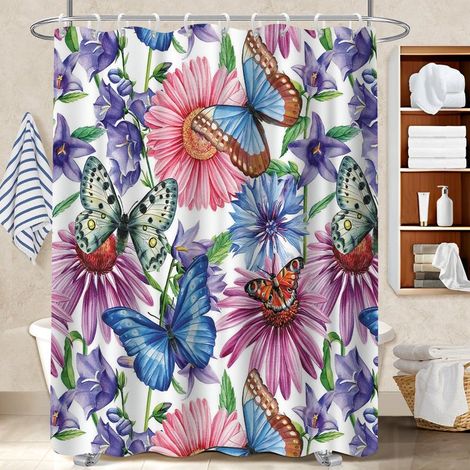 Rideau de douche tissu polyester 180x180 tissu respirant voile de douche pour un relooking rapide de sa salle de bain (1/5)