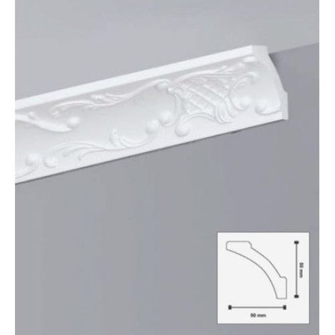 €1,43ml STOCK Pacco da 90ml di cornice decorativa in polistirene compatto XPS 50X50x2000 LD50G