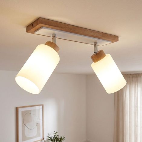 Deckenleuchte Deckenlampe Wohnzimmerlampe Holz braun Metall schwenkbar L 60 cm