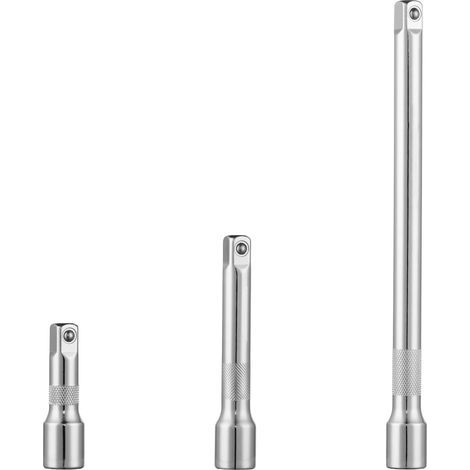 3-Piece 1/2" Socket Wrench Extension Set, Chrome Vanadium Steel, 75-250mm, Automotive Mechanics (1/4)