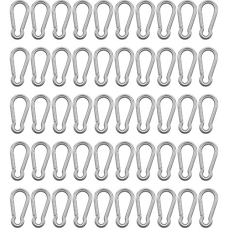 50pcs Silver Carabiner Hooks - Mousquetons légers en aluminium en forme de poire pour l'escalade, la randonnée, le sac à dos, le camping et l'équipement d'extérieur  Connecteur durable pour po (1/5)