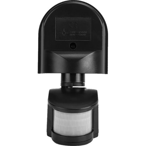 Interrupteur à détecteur de mouvement PIR automatique étanche pour éclairage mural de sécurité extérieur 110-240 V Noir (1/5)