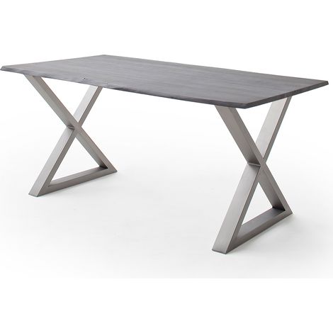 Esszimmer Tisch 180x90 cm, Akazie massiv, grau sandgestrahlt - COSENZA-06 (1/3)