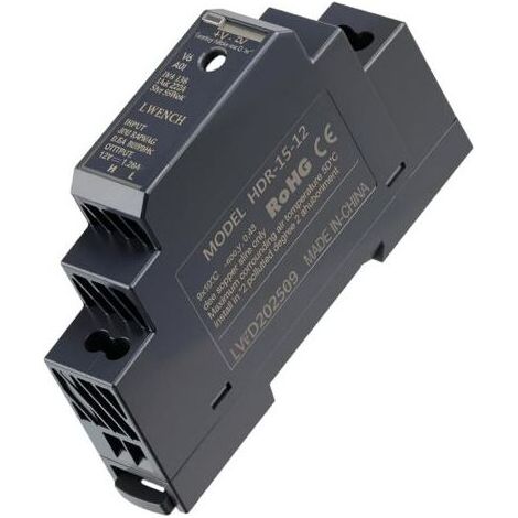 12V 15W DIN Rail Power Supply 12V DIN Power Supply with DC 1.25A Output Input 100-240V AC 50/60Hz DIN Rail Transformer for Industrial and Home Automation (1/5)