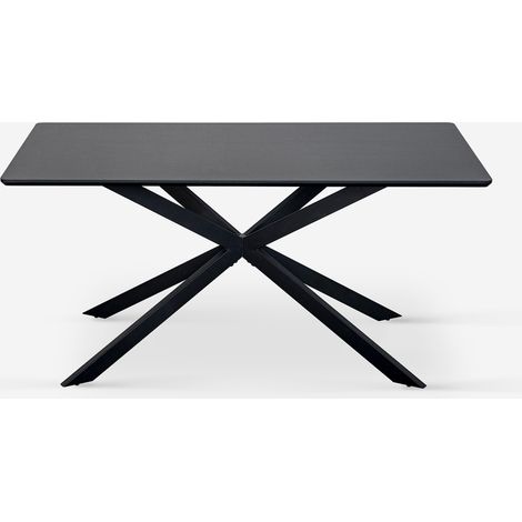 Ahd Amazing Home Design – Table de salle à manger 160x90 cm en MDF noir mat – Pieds croisés en métal – Style contemporain facile à nettoyer (1/5)