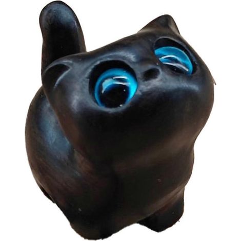 Bezaubernde Katzenfigur aus Holz – Handgefertigte Katzendekoration, schwarz-schwarz