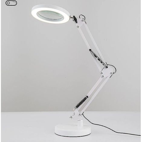 Lente d'ingrandimento con luce, 3 modalità di colore, 10 livelli di luminosità regolabili, lampada da scrivania con lente d'ingrandimento (1/2)