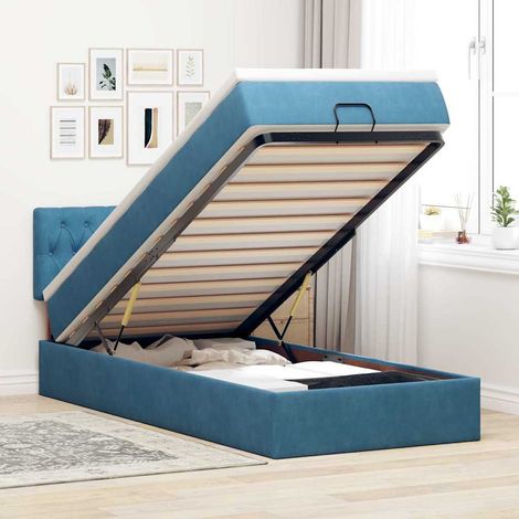 Cama otomana con colchón y LED terciopelo azul oscuro 80x200 cm vidaXL (1/5)